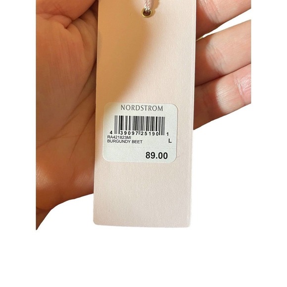 RACHEL PARCELL Beet Red Puff Sleeve Wrap Sweater Size Large - Picture 10 of 10